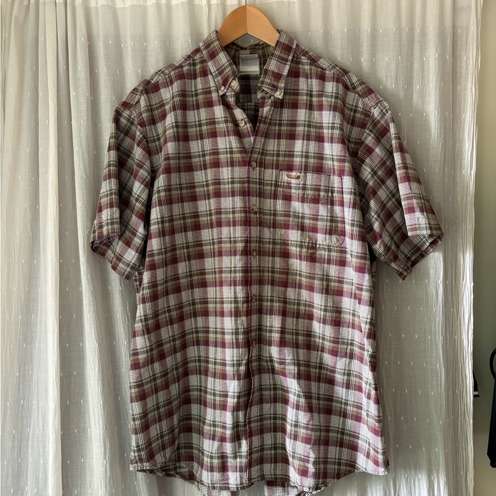 Carhartt Men's Plaid Button Down Shirt - Red and White